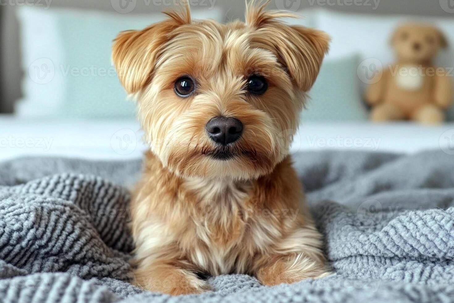 Adorable Puppy Looking at Camera Cute Pet Portrait with Expressive Eyes photo
