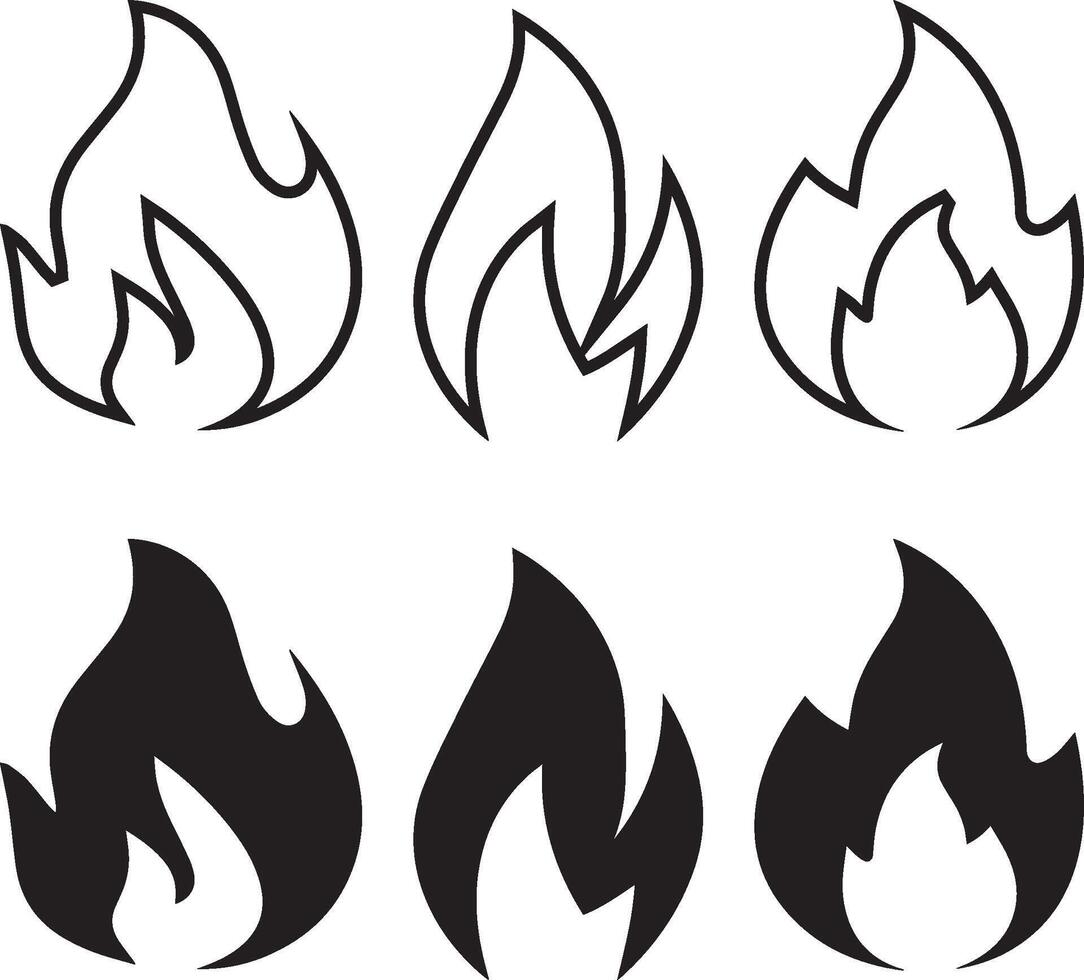 Fire flame icon set illustration vector
