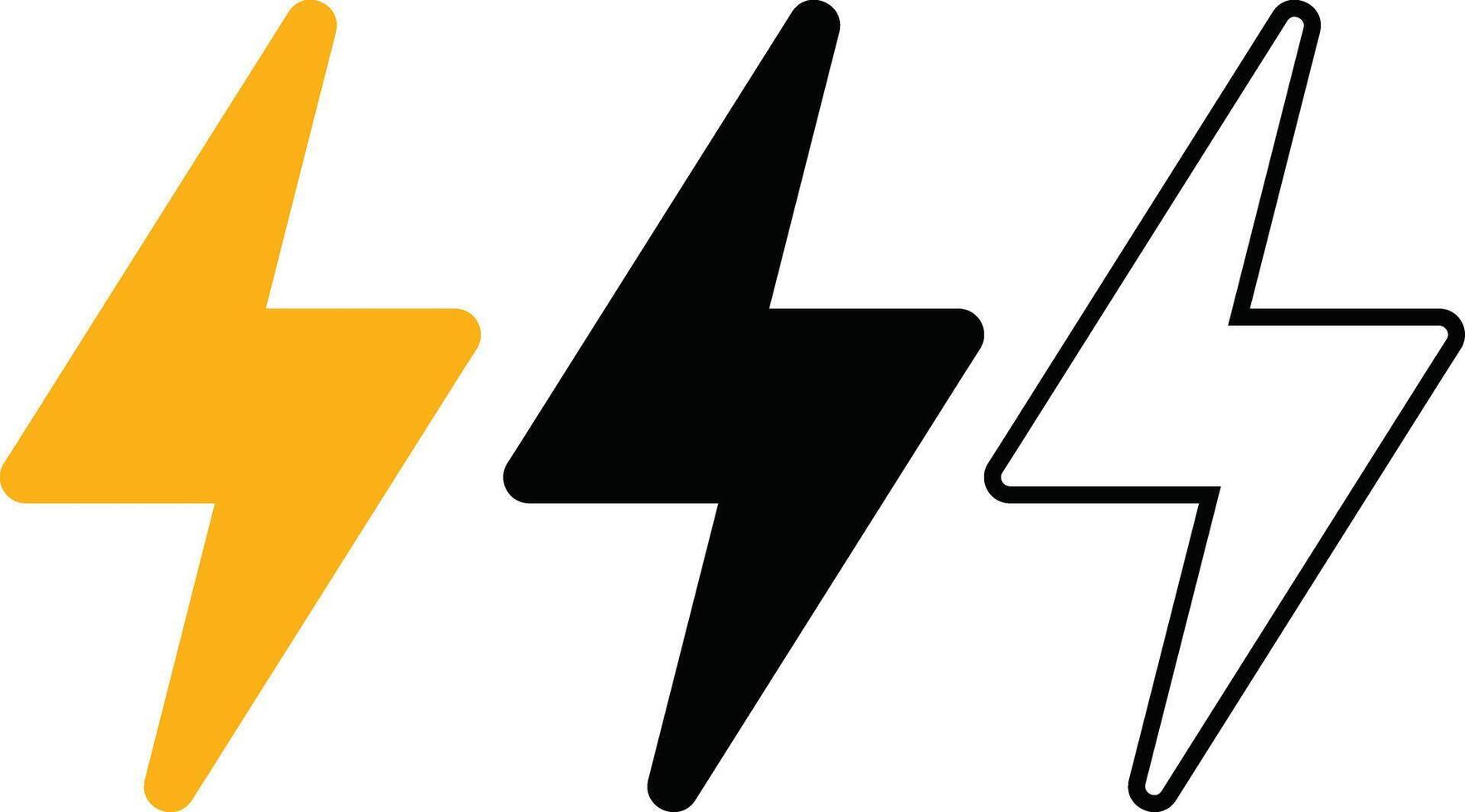 Three lightning bolts with black and yellow colors vector