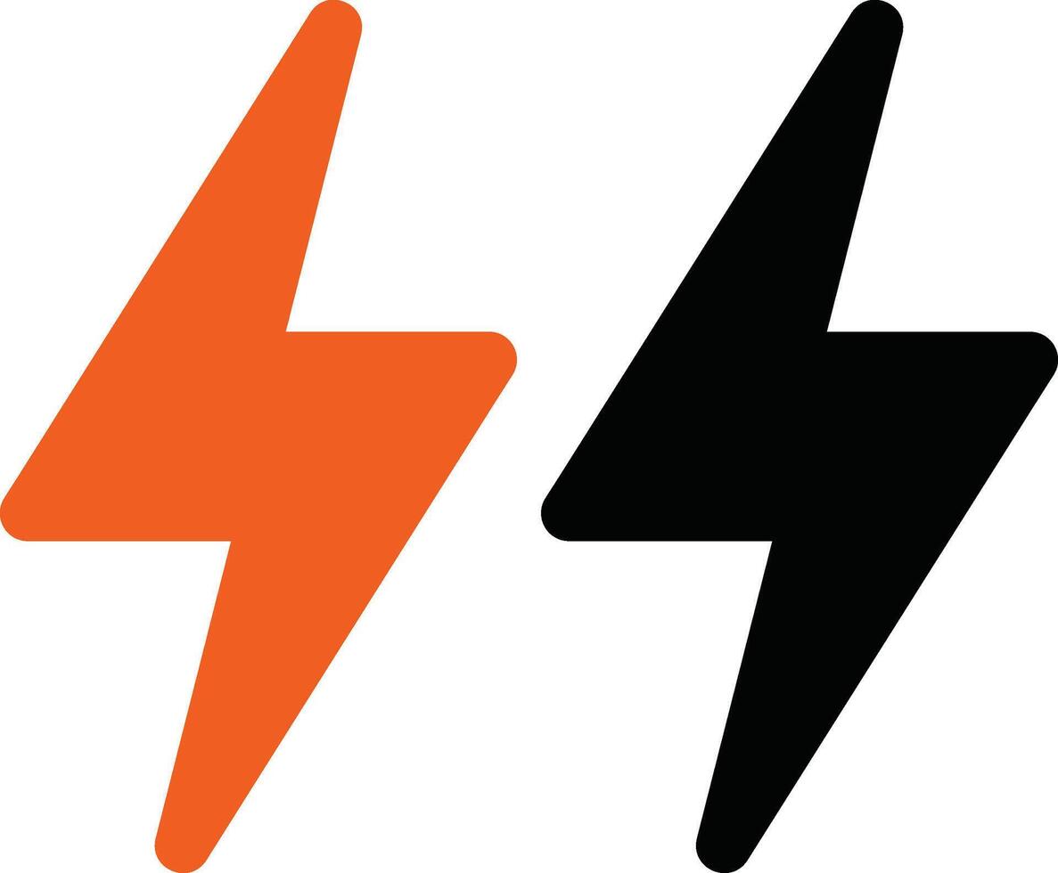 Two lightning bolts with black and orange colors vector