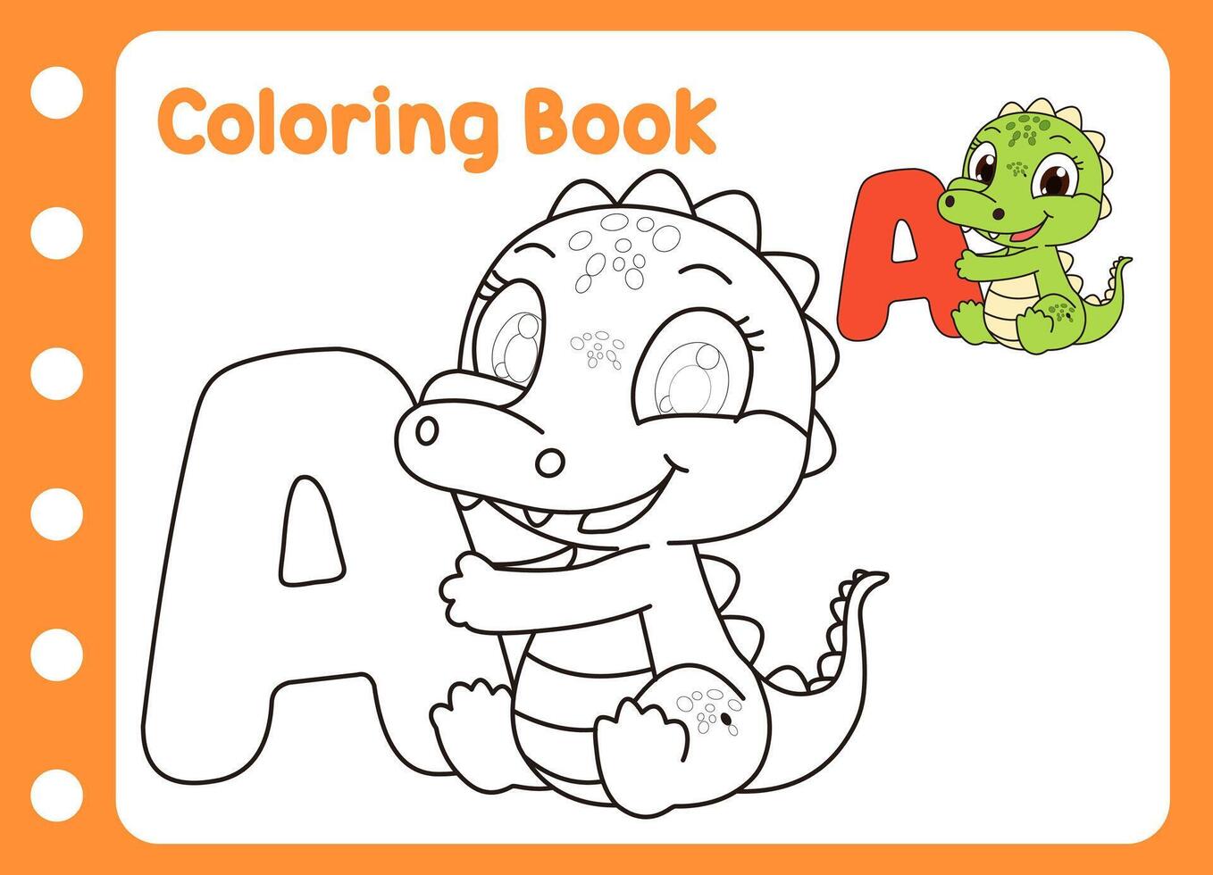coloring book for kids. cute alligator vector