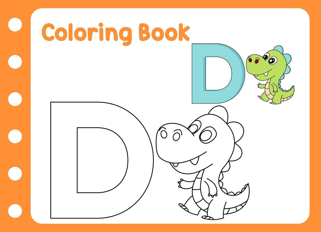 coloring book for kids. cute dino vector