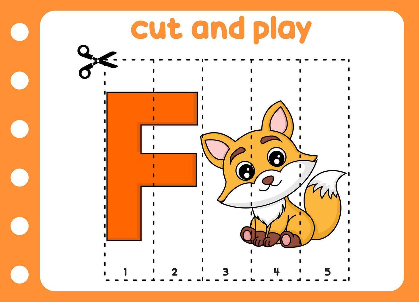 cut and play animal picture cute fox. kids game. vector