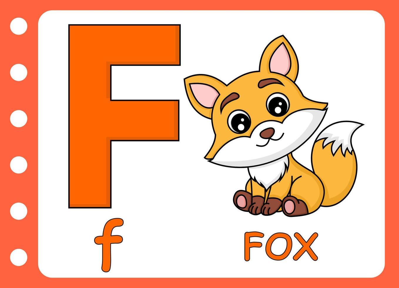 letter F for fox. kids education game vector