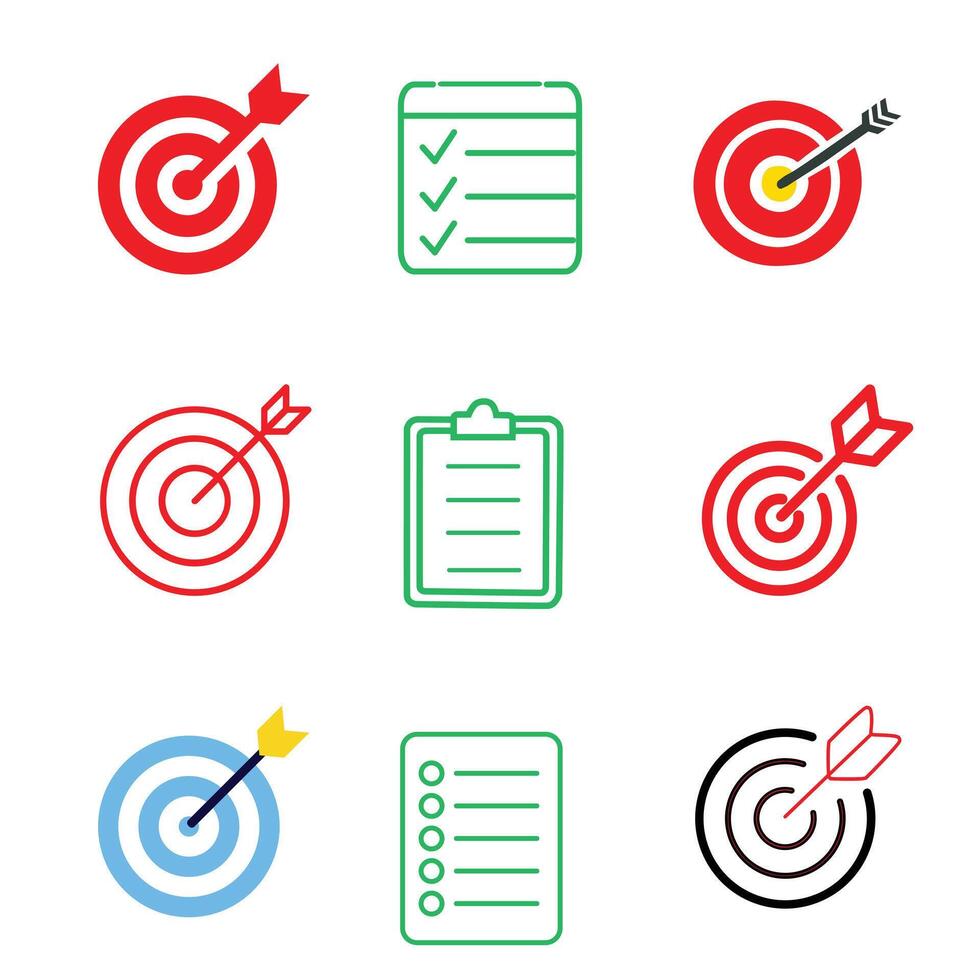 Achieving Goals and Managing Tasks set vector
