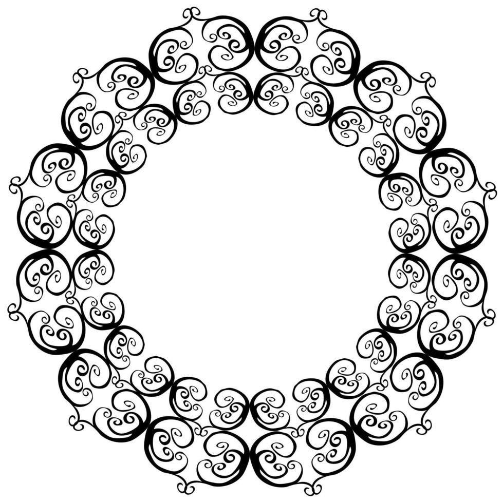 Black round frame with beautiful abstract pattern on white background vector
