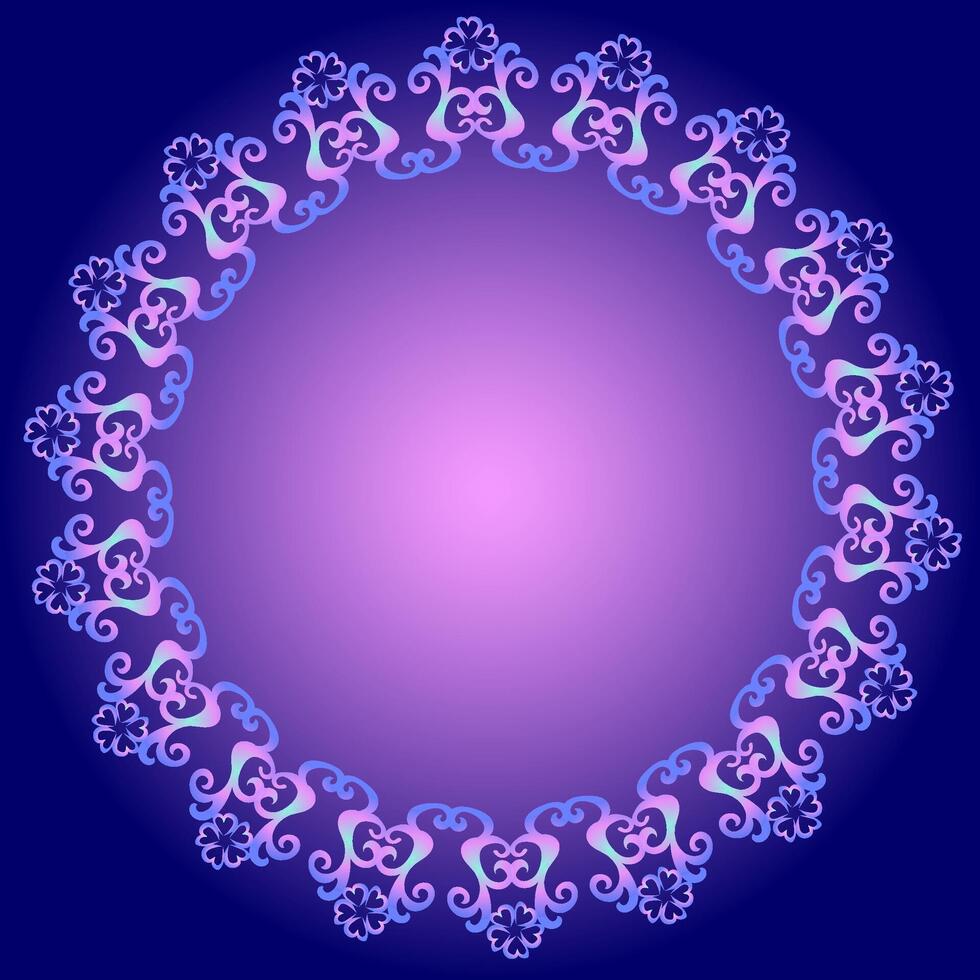 Beautiful round frame on a blue background vector