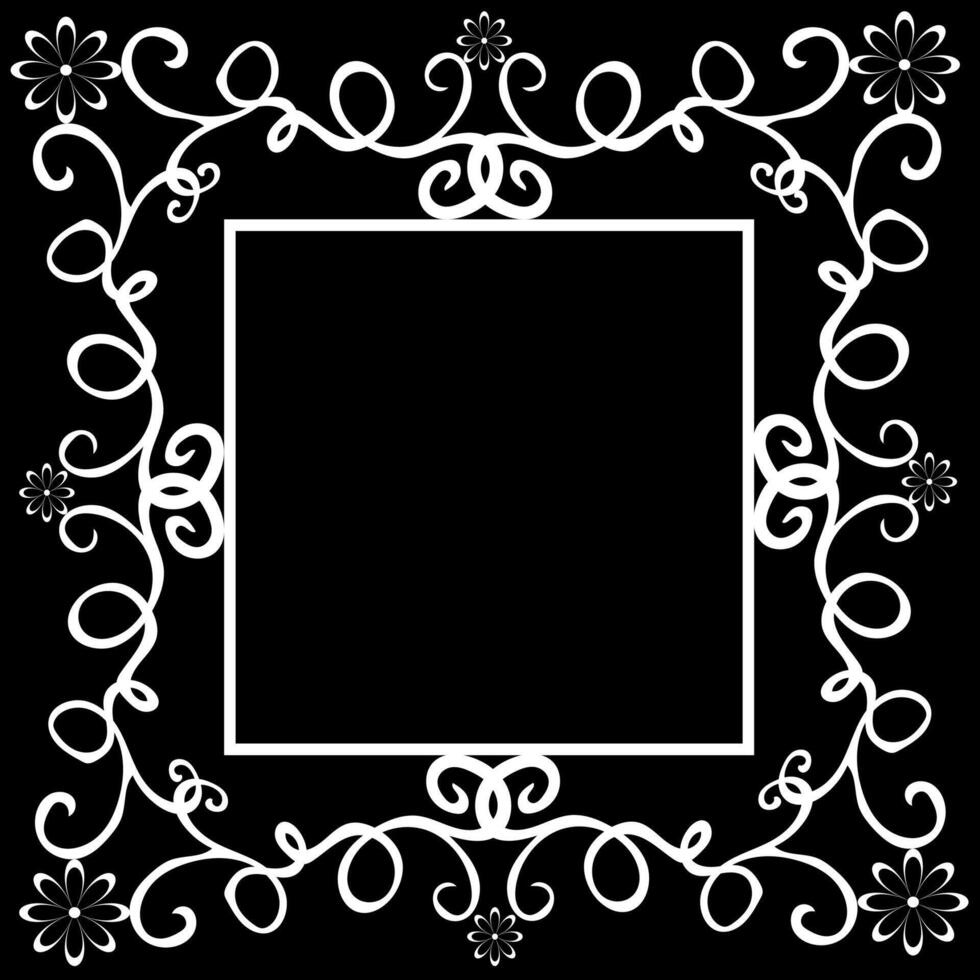 Original and beautiful rectangular frame of white color on a black background vector