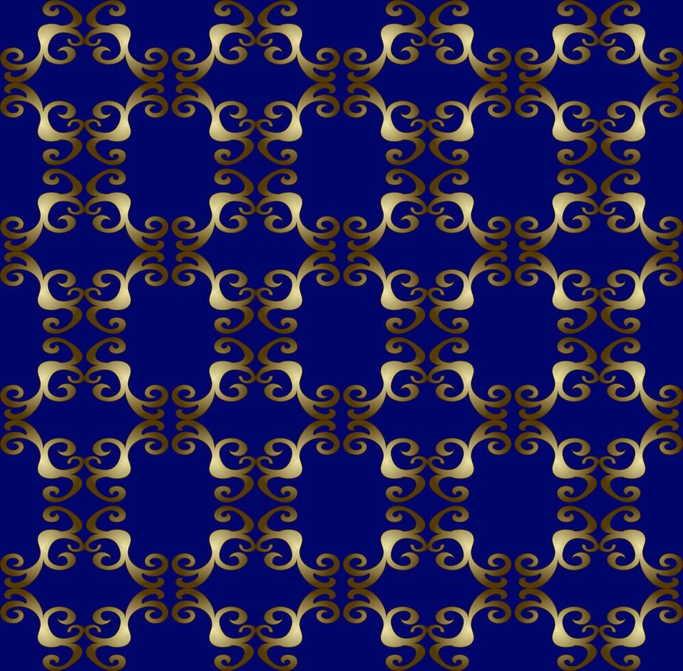Seamless abstract pattern of gold color on blue background vector