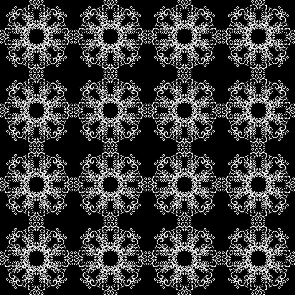 Seamless lace abstract pattern white on black background vector