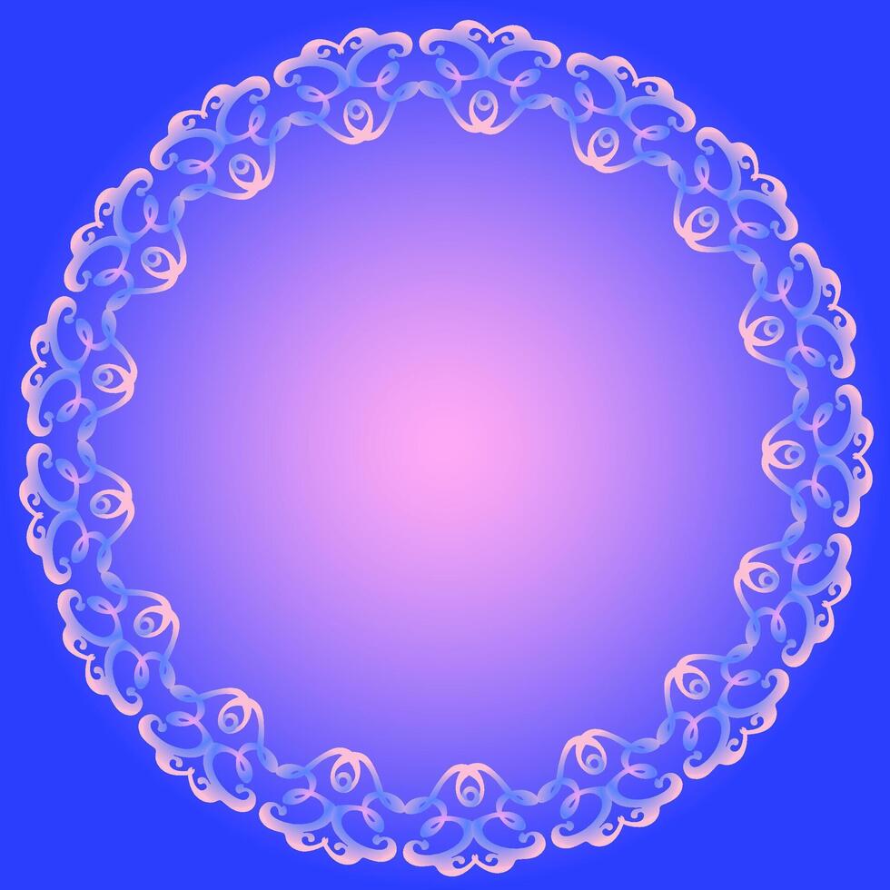 Beautiful round frame on a soft blue background vector