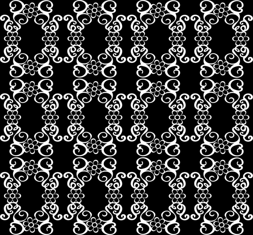 Seamless texture in the form of a beautiful lace pattern in white on a black background vector