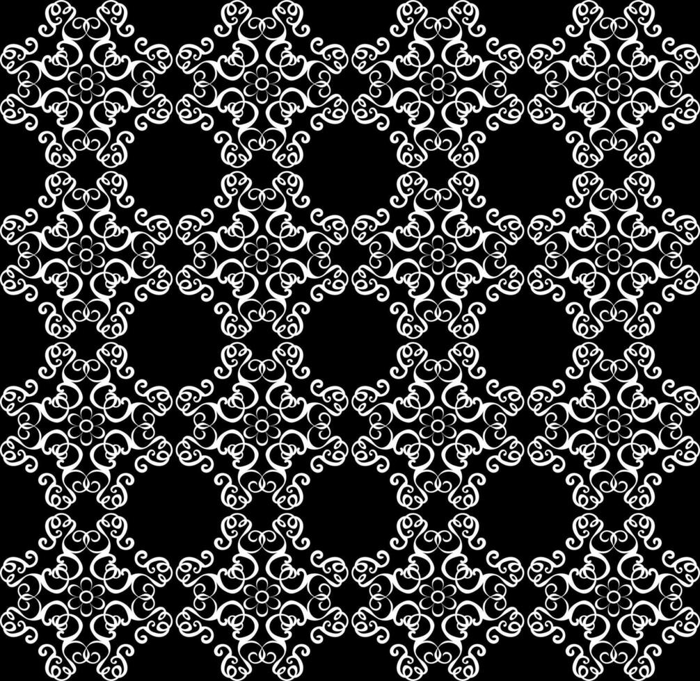 Beautiful abstract seamless lace pattern in white on black background vector