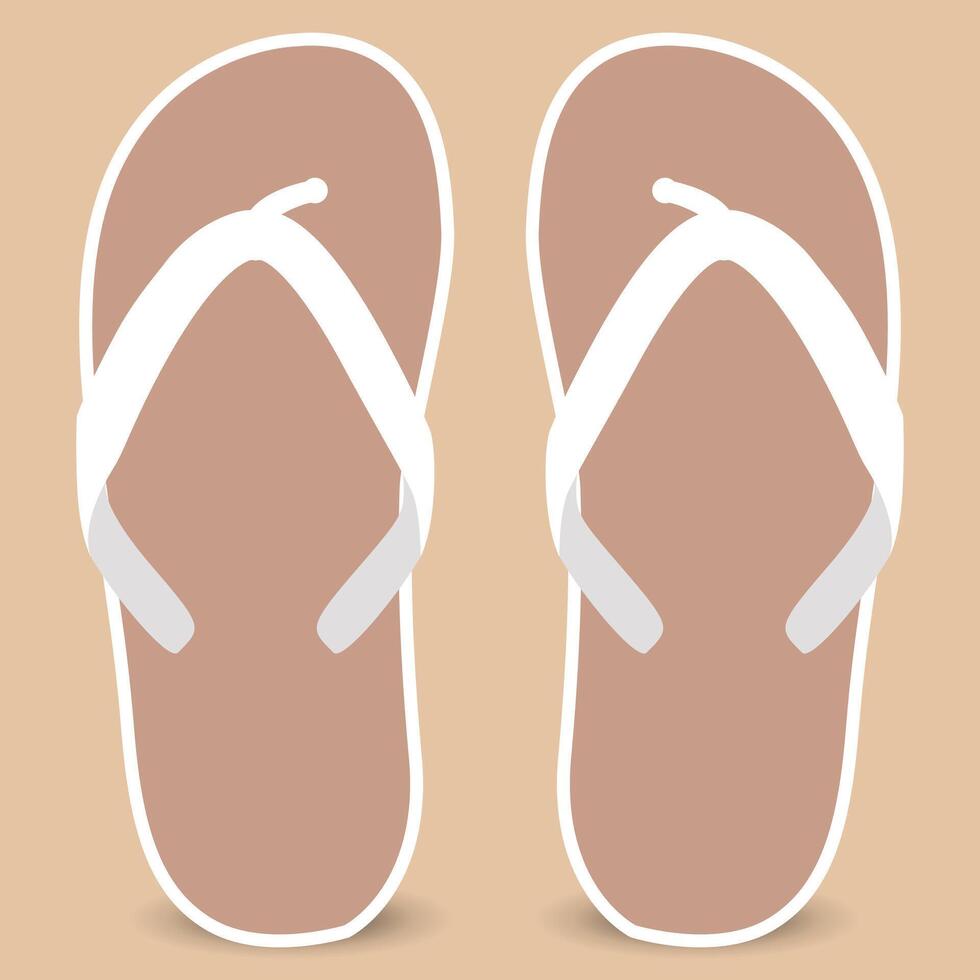 Flip flops white summer beach for resort. Pair of shoes for leisure. vector