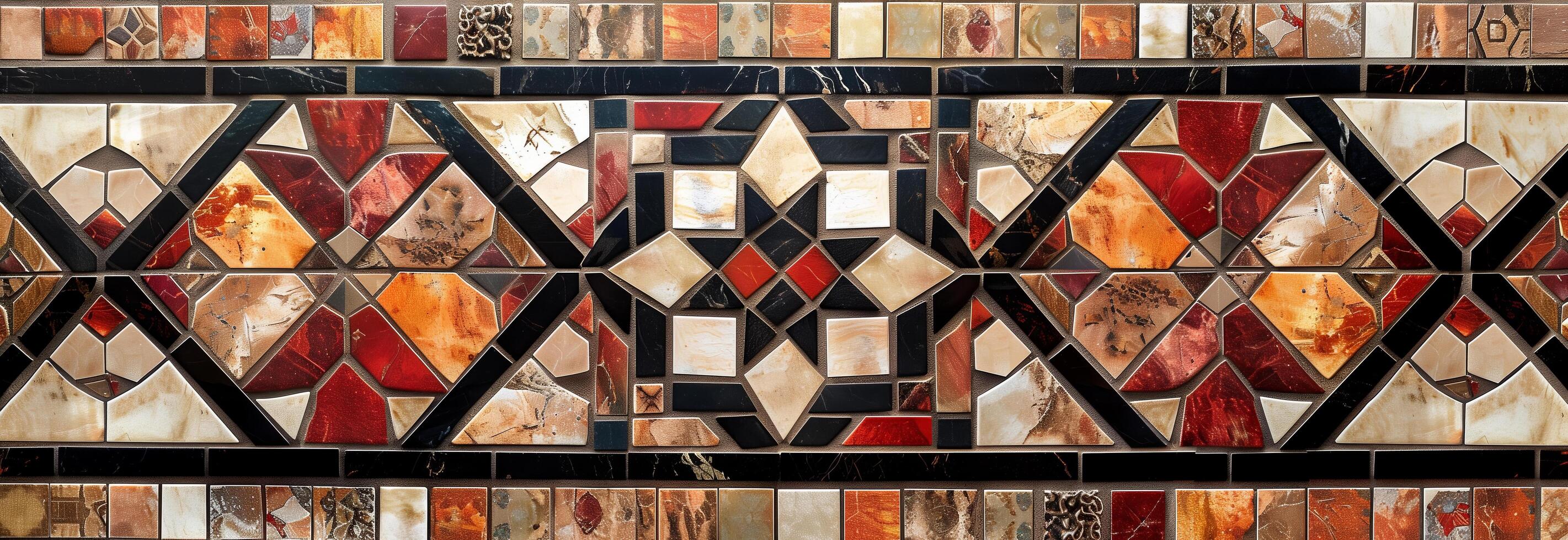 A mosaic tile with a geometric design on it photo