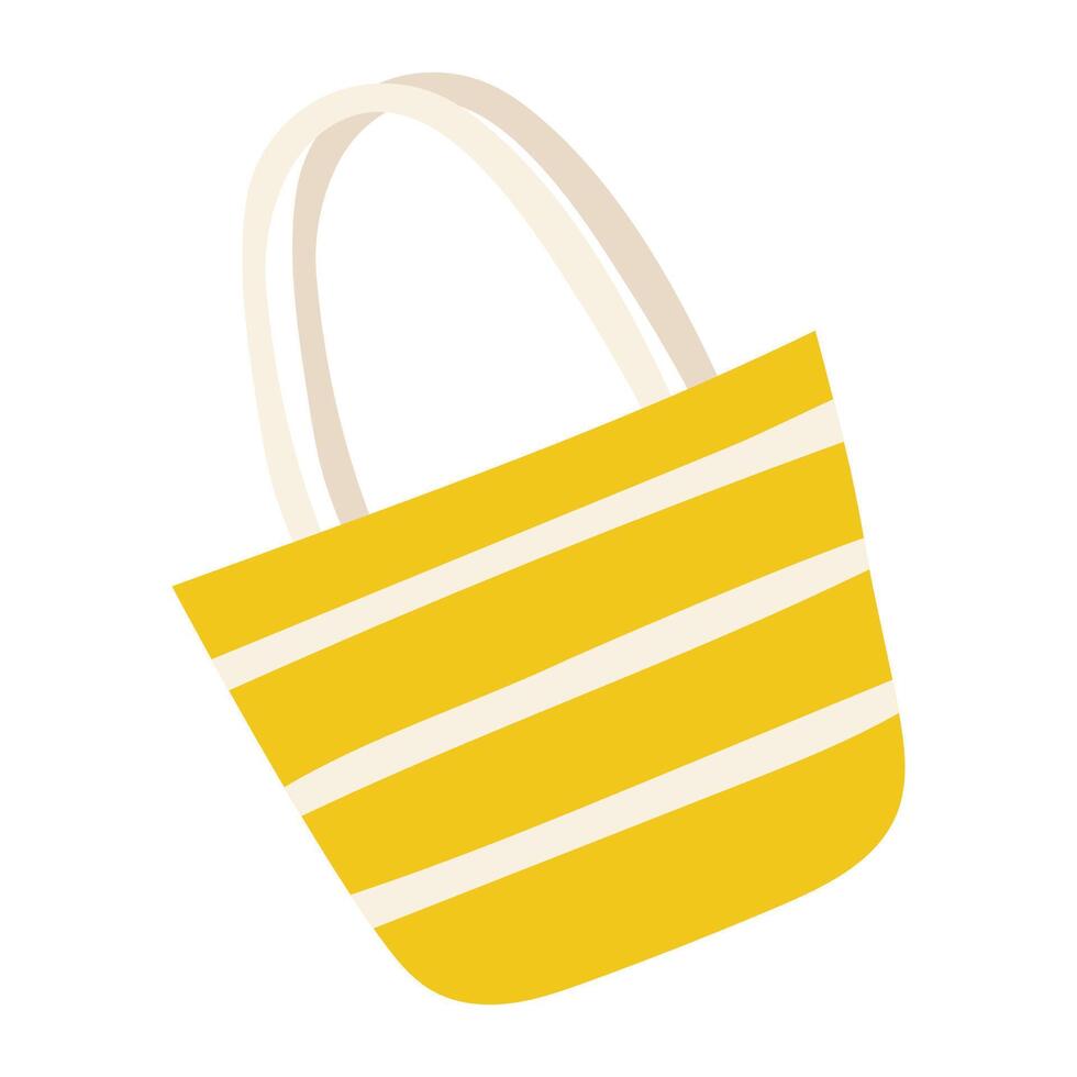 Stylish yellow striped tote bag perfect for beach outings and casual trips vector