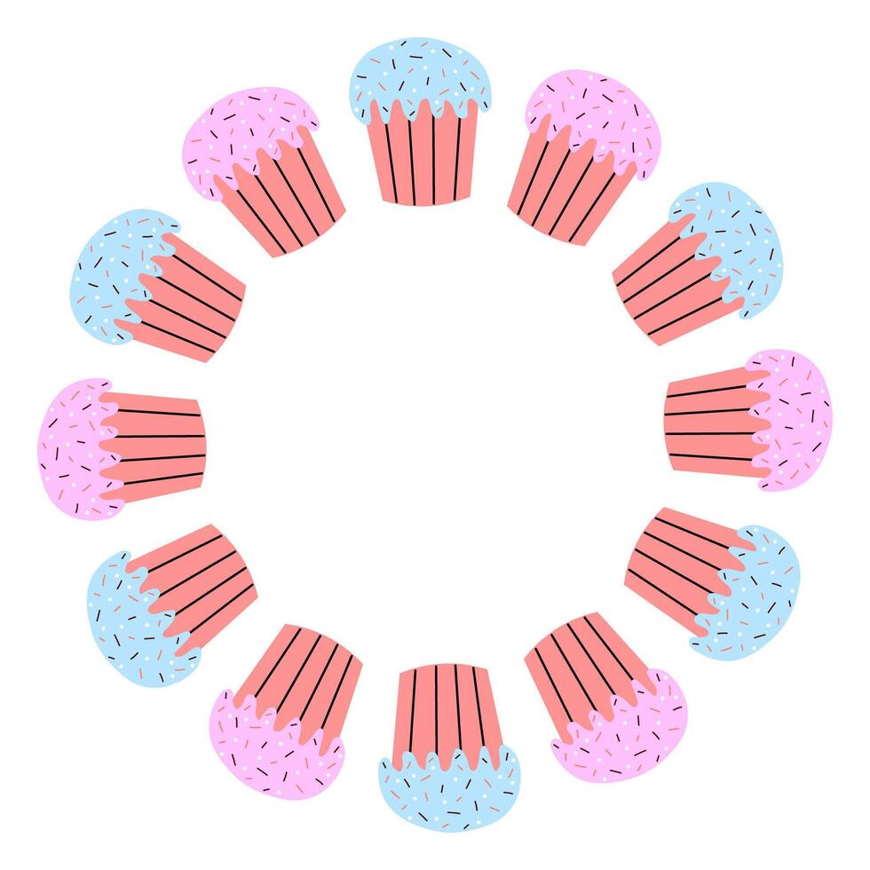 Colorful cupcakes arranged in a circle for a festive celebration or party vector