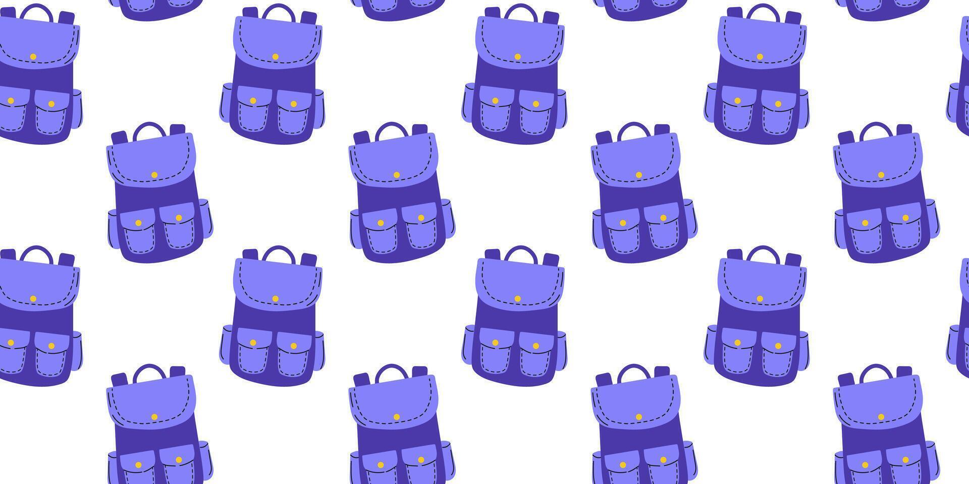 Purple backpacks arranged in a fun and colorful pattern for a cheerful design vector