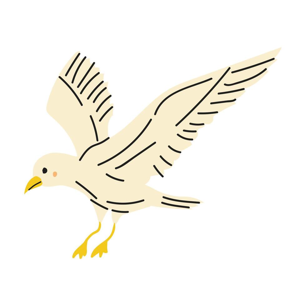Bird in flight showcasing graceful wings and detailed line art design vector