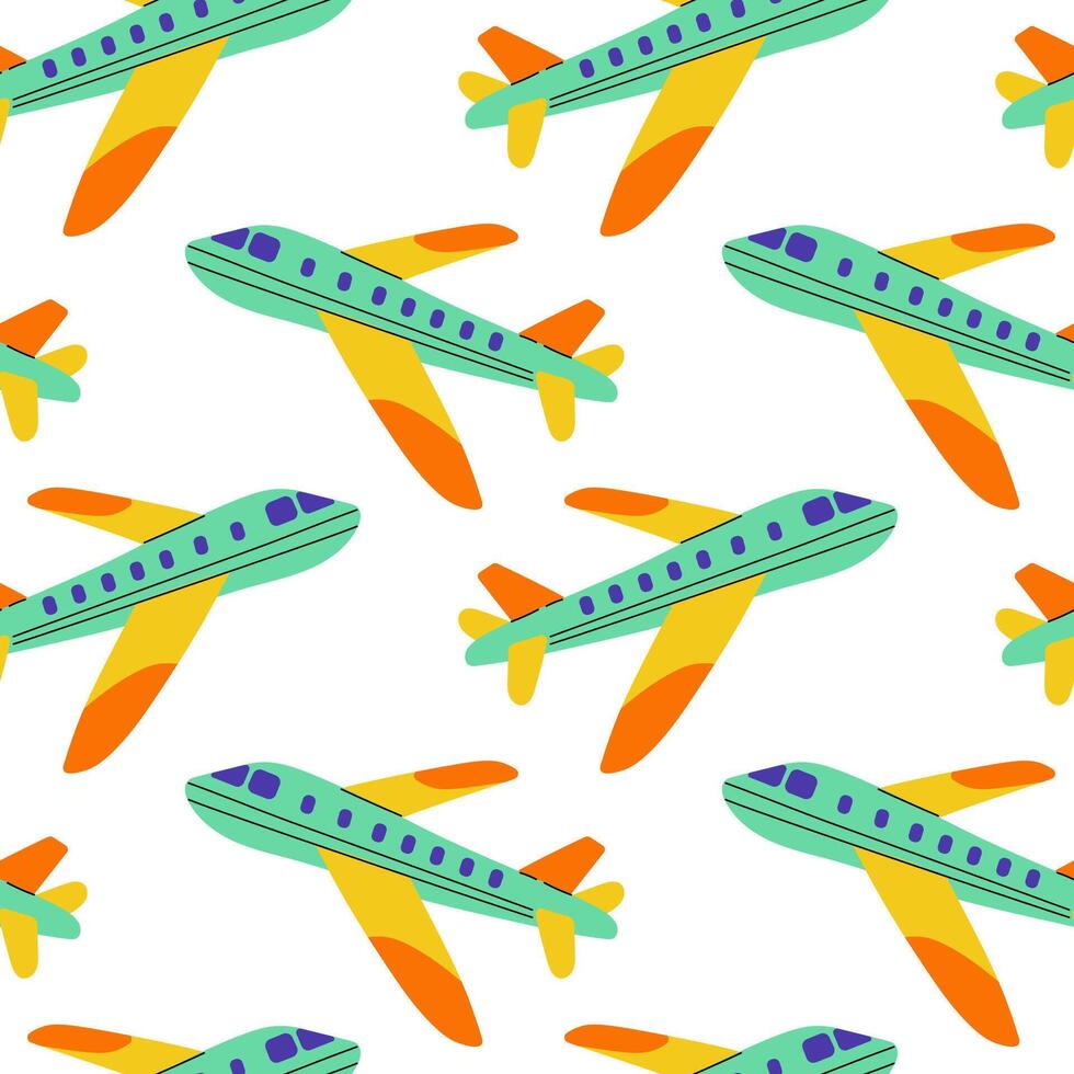 Colorful cartoon airplanes in a playful pattern suitable for various creative projects vector