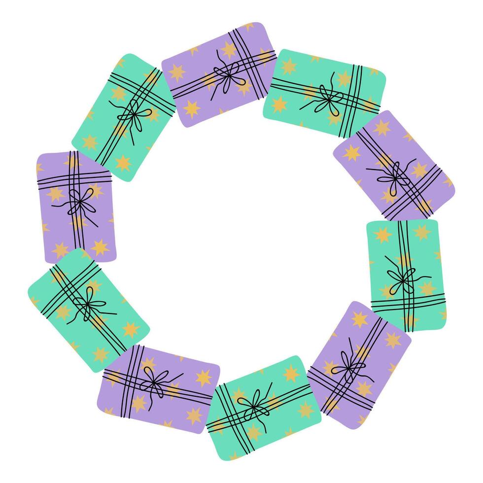 Colorful gift boxes arranged in a circle for a festive celebration or event vector