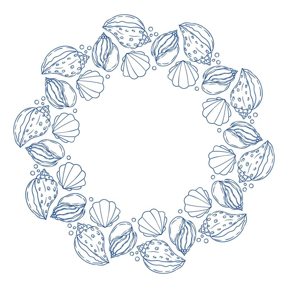 Decorative shell pattern design for coastal-themed decor in a circular arrangement vector