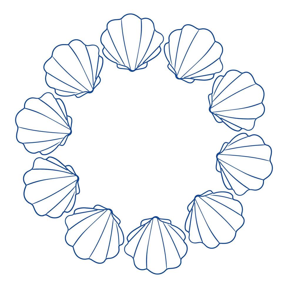 Decorative shell and starfish circular design for beach-themed projects and crafts vector