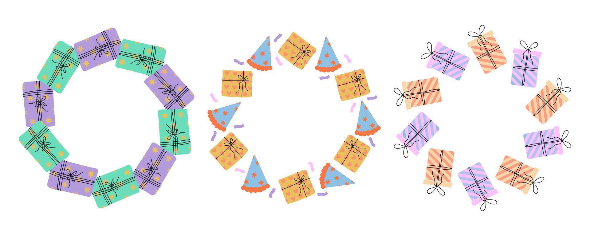 Festive arrangement of gifts and party hats for a celebration or special occasion vector