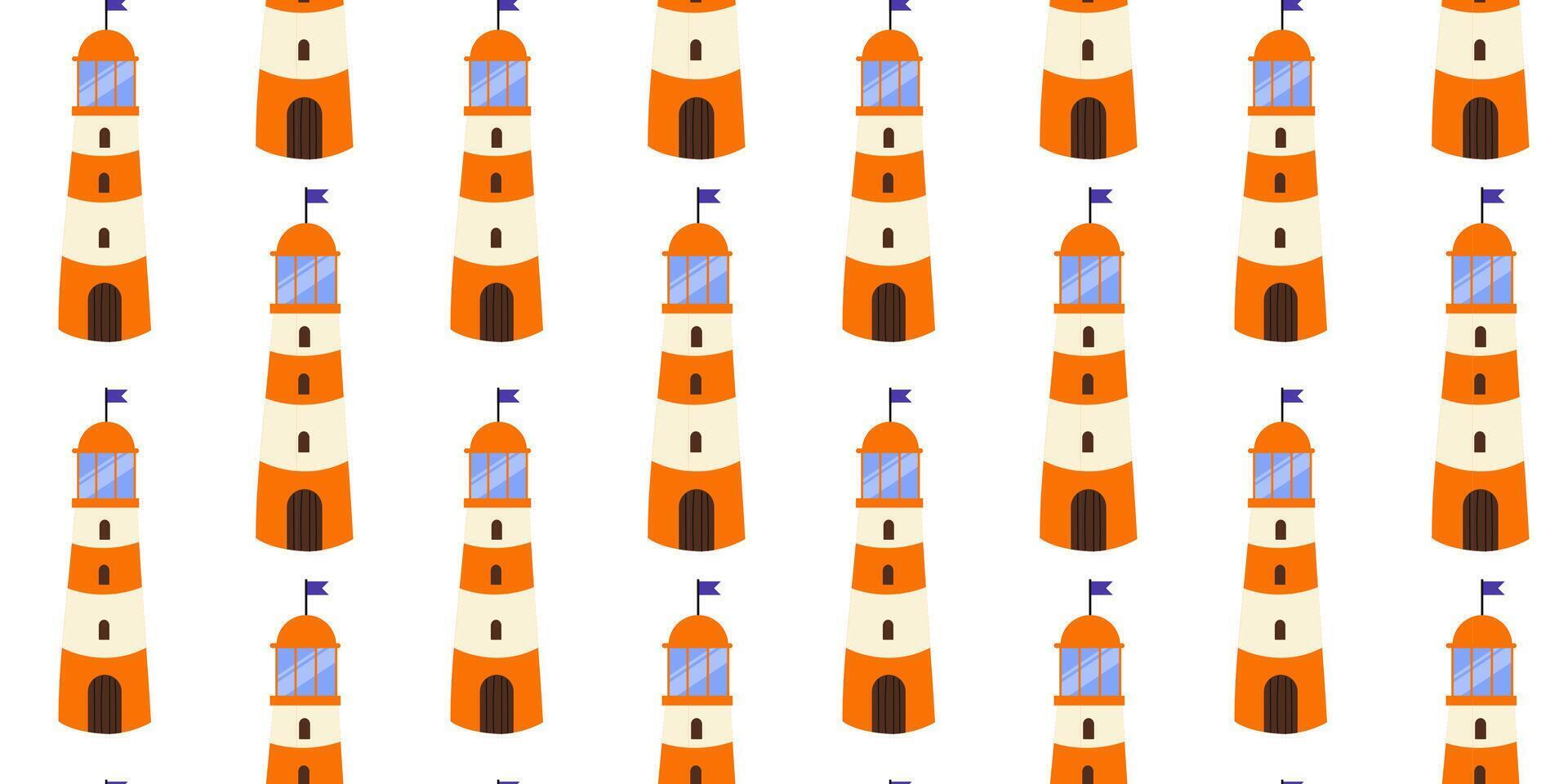 Vibrant lighthouse pattern illustrating coastal scenery in a playful design style vector