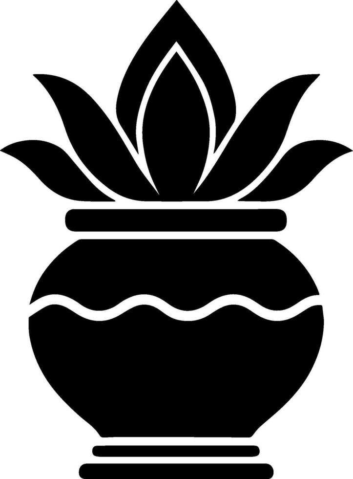 Hindu Kalash Sacred Pot Symbol with Leaves vector