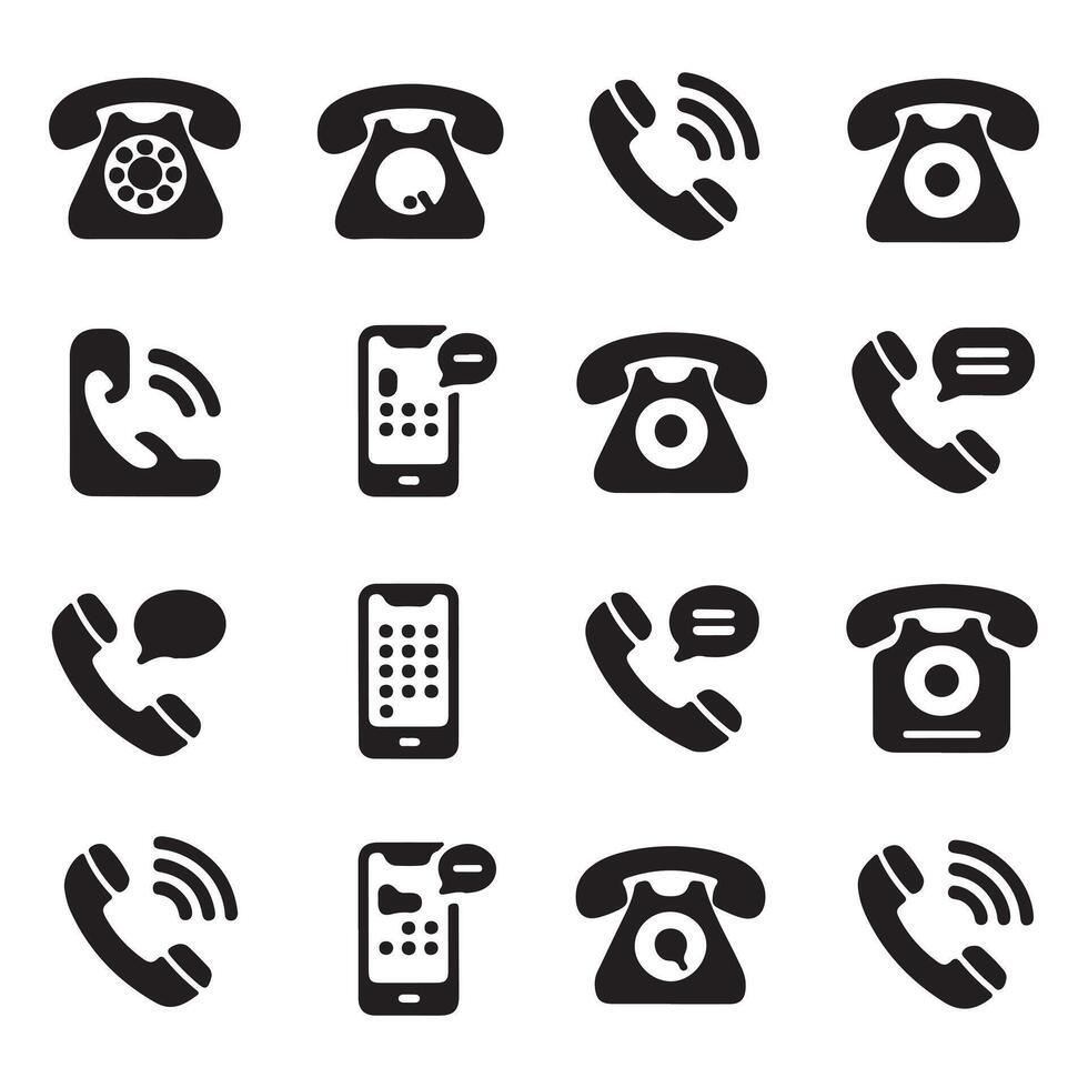 Set of Phone icons Symbols of Mobile Communication And Contacts vector