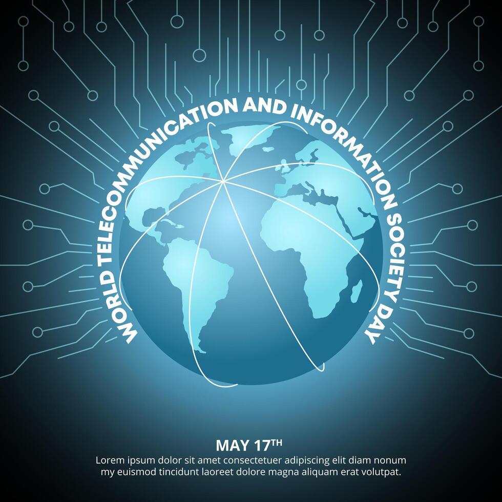 World Telecommunication and Information Society Day design with a technology pattern vector