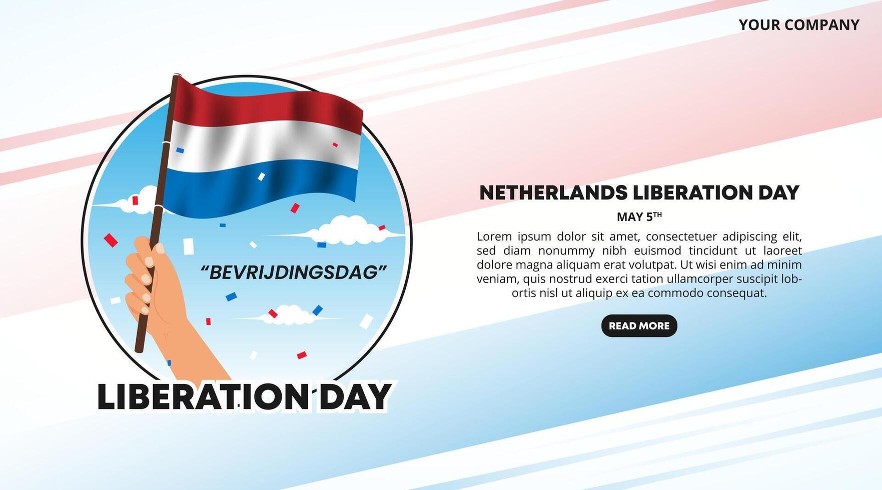 Netherlands Liberation Day design with a hand holding a flag vector