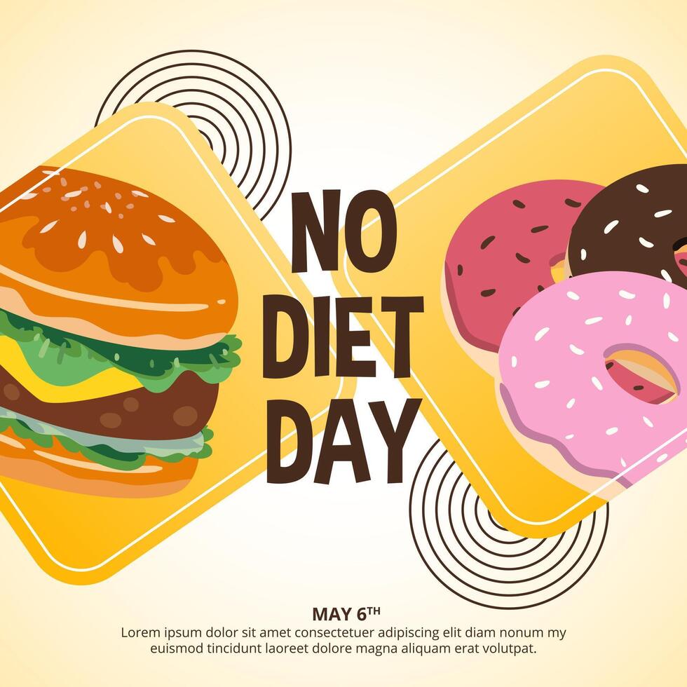 International No Diet Day design with tasty foods vector