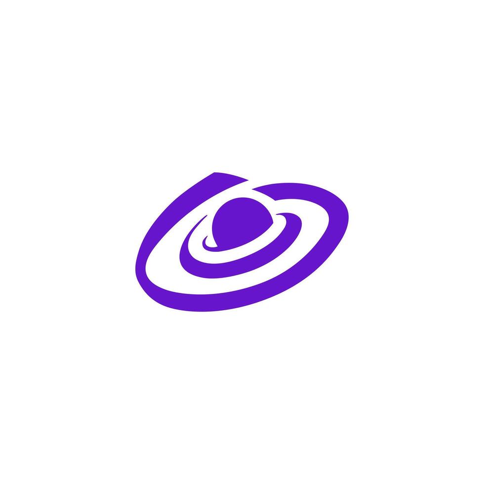 planet with an orbit letter G logo, deep logo simple purple Galaxy Logo, Spiral vector