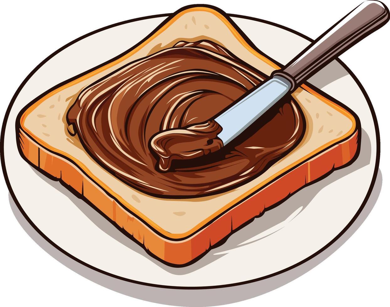 bread toast with chocolate jam vector