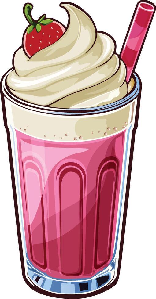 strawberry milkshake and ice cream vector