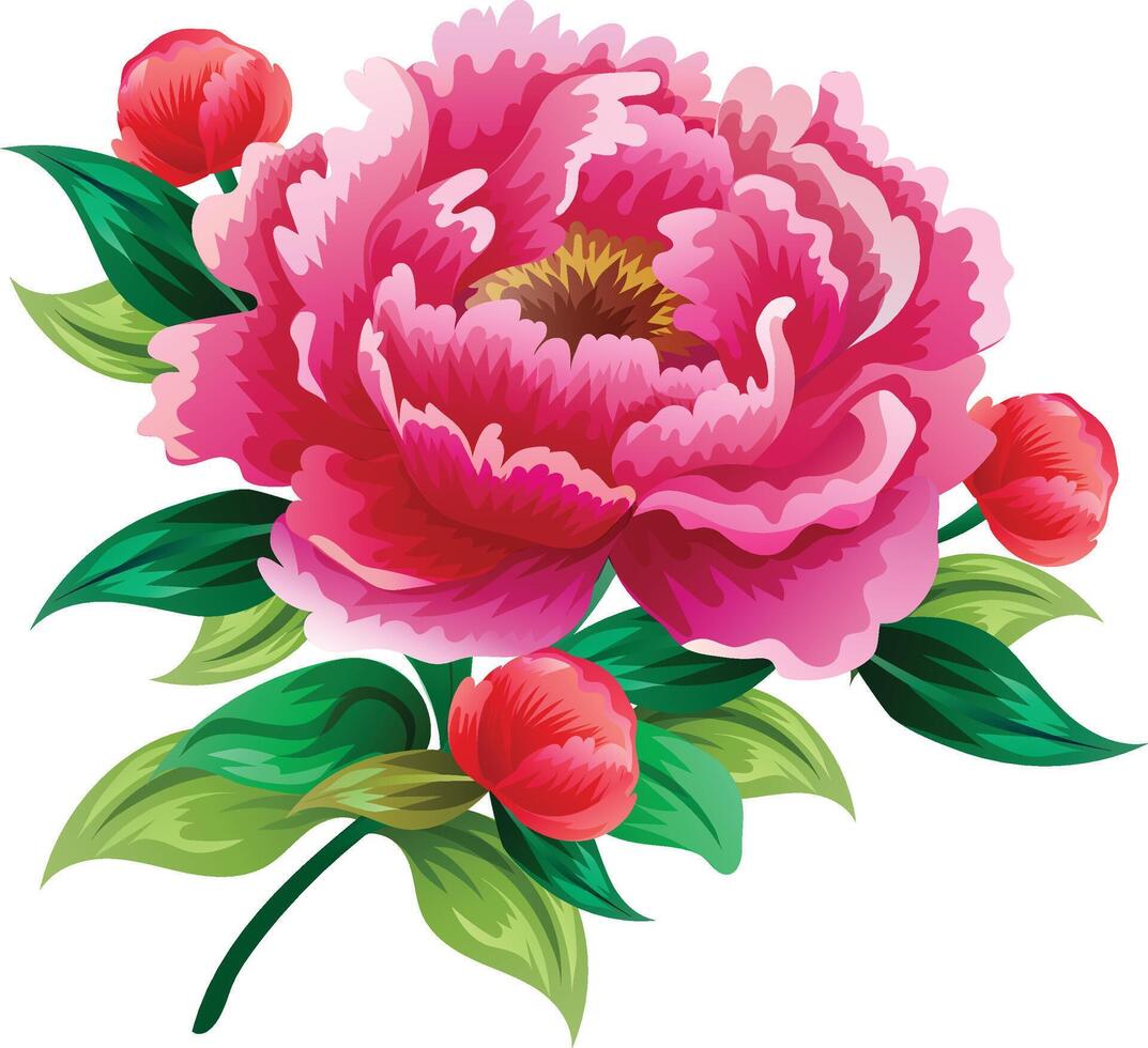 peony pink flower blossom icon vector
