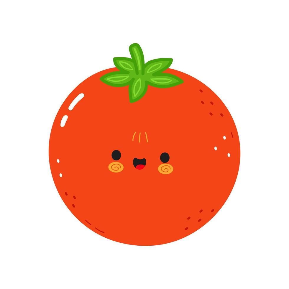 A cheerful cartoon Tomato with a big smile and happy expression, perfect for food illustrations. vector