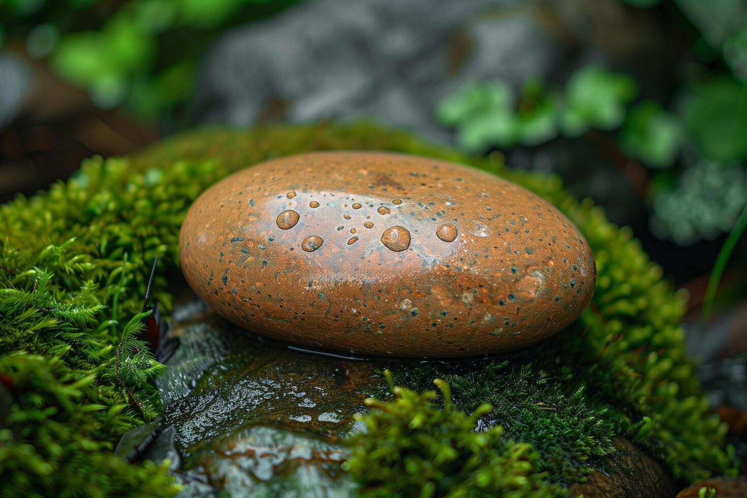 A rock with water droplets on it photo