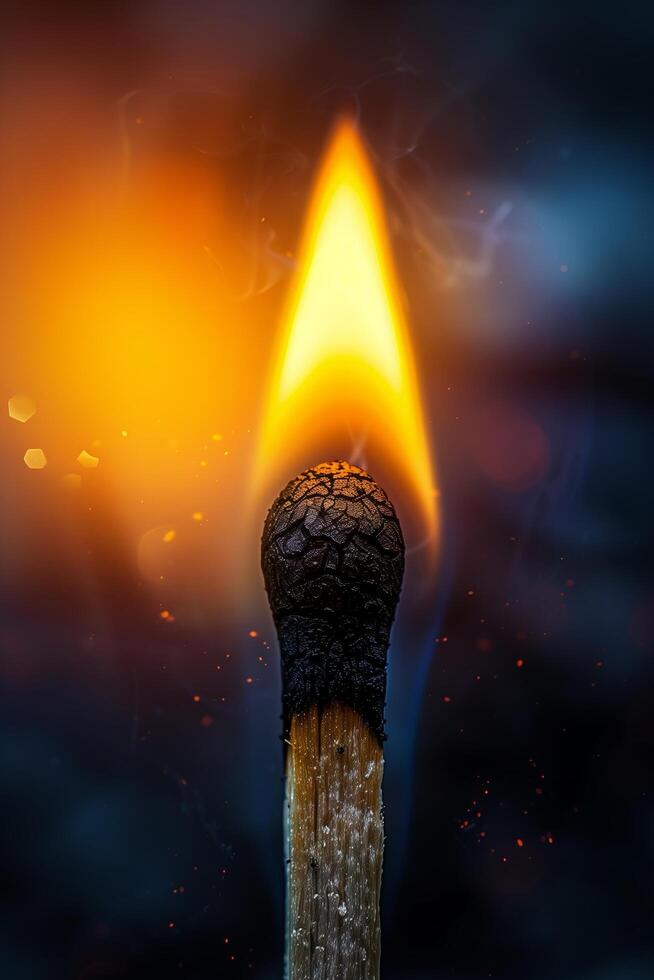 A matchstick with a flame coming out of it photo