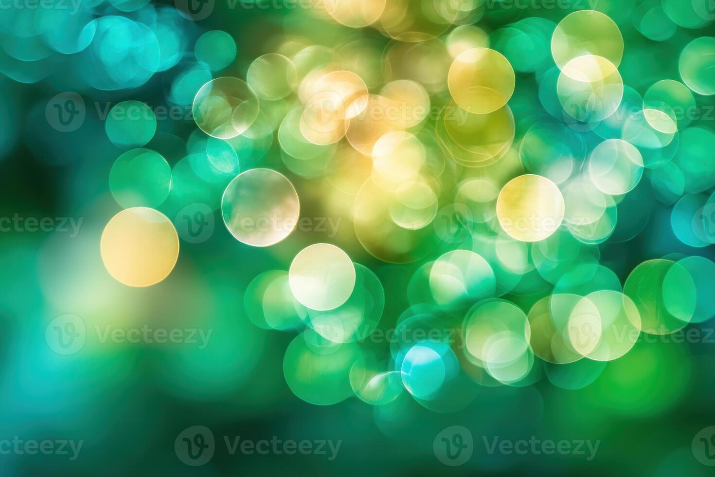 Abstract Bokeh Lights Green Yellow and Blue photo