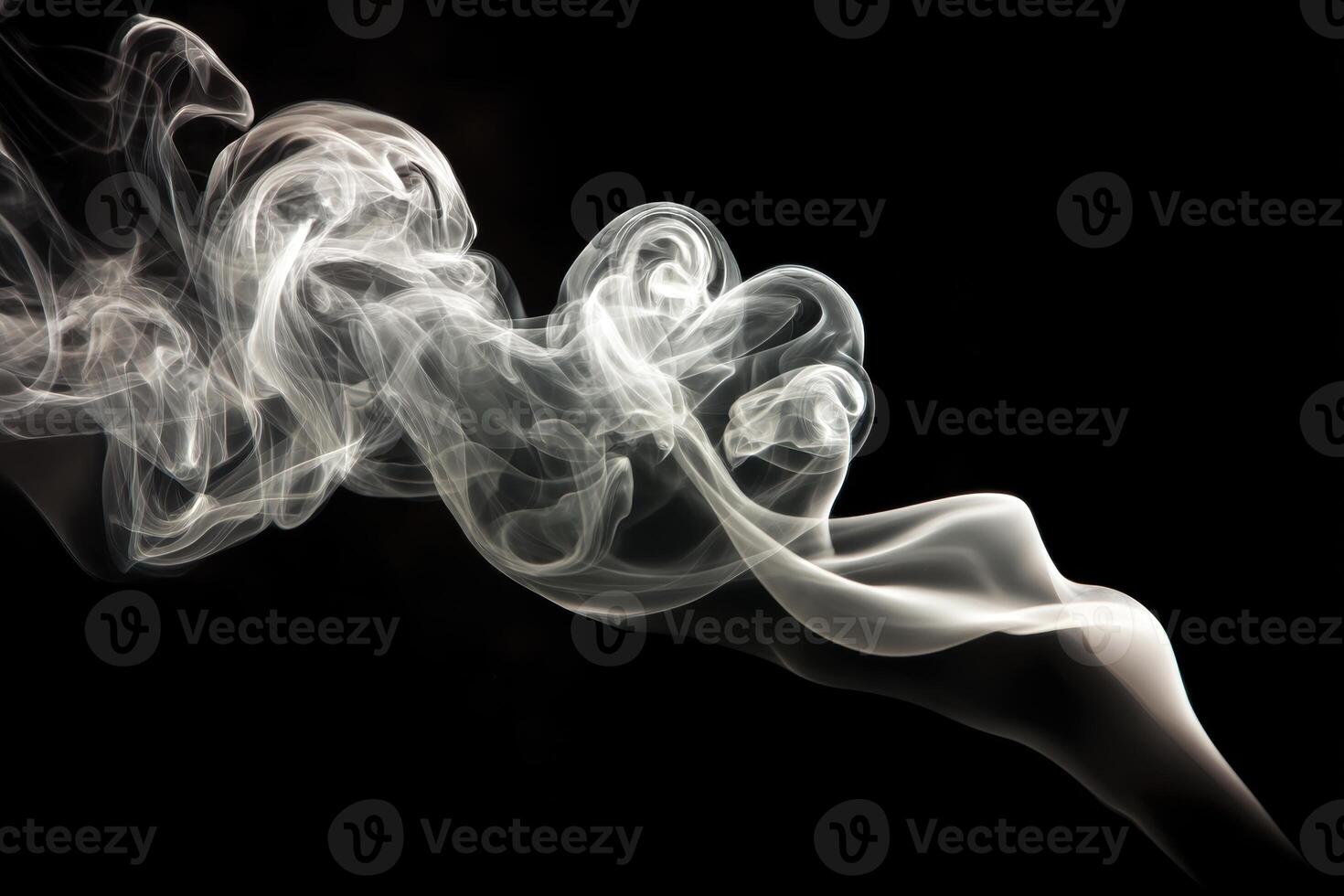 Abstract White Smoke on Black Background Flowing Swirl Texture for Design photo