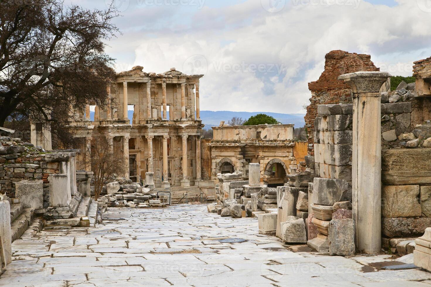 Celsus library in Ephesus, ruins overview photo