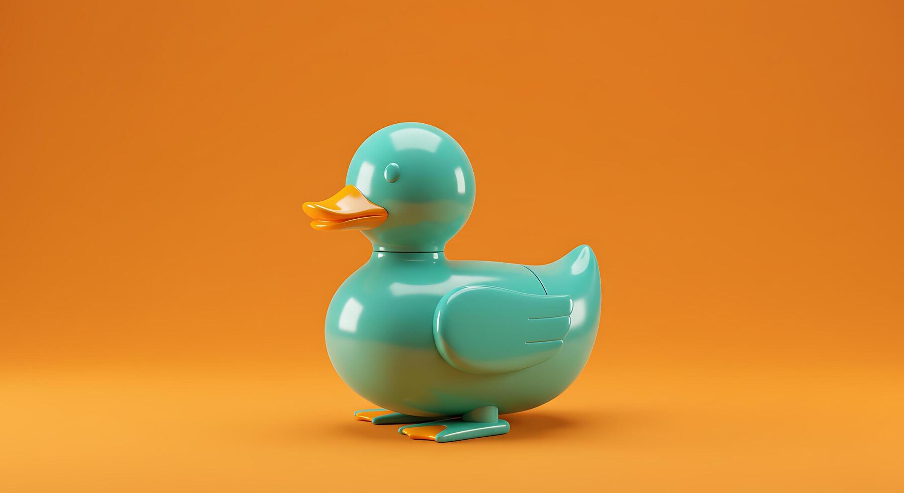 A toy duck on an orange background photo