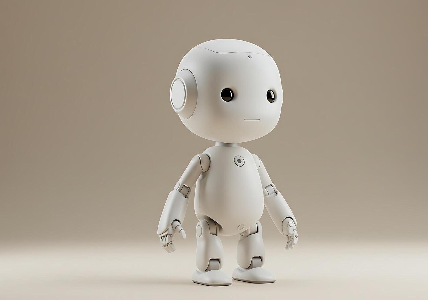 A white robot standing on a beige background photo