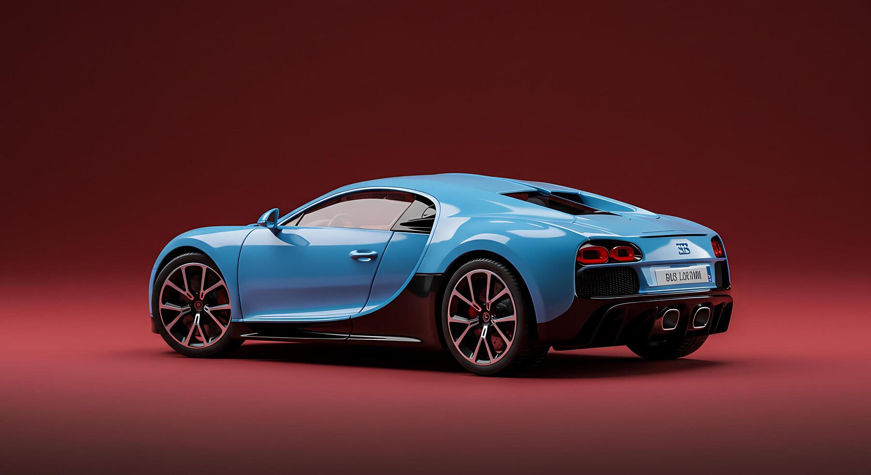 A blue sports car on a red background photo