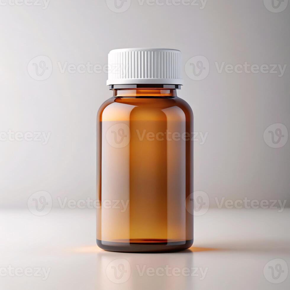 A bottle of medicine is shown on a table photo
