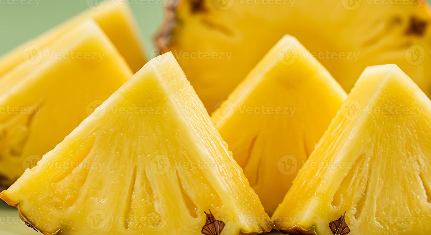 A pineapple is cut into pieces photo