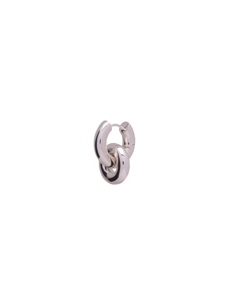 Silver chunky chain link hoop earring on white background for fashion accessory photo
